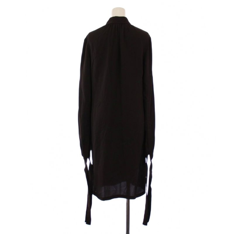 Gucci Dress Knee Length Long Sleeves Silk 38 Charcoal Gray 113925 Zf043 BM