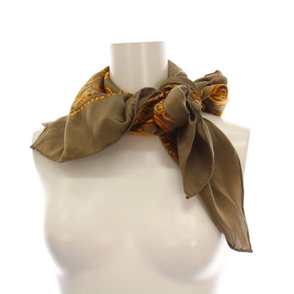 Christian DIOR Scarf Chain Pattern CD Logo Khaki Brown Ym-oh