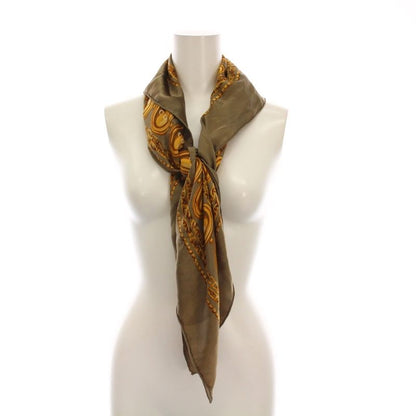 Christian DIOR Scarf Chain Pattern CD Logo Khaki Brown Ym-oh