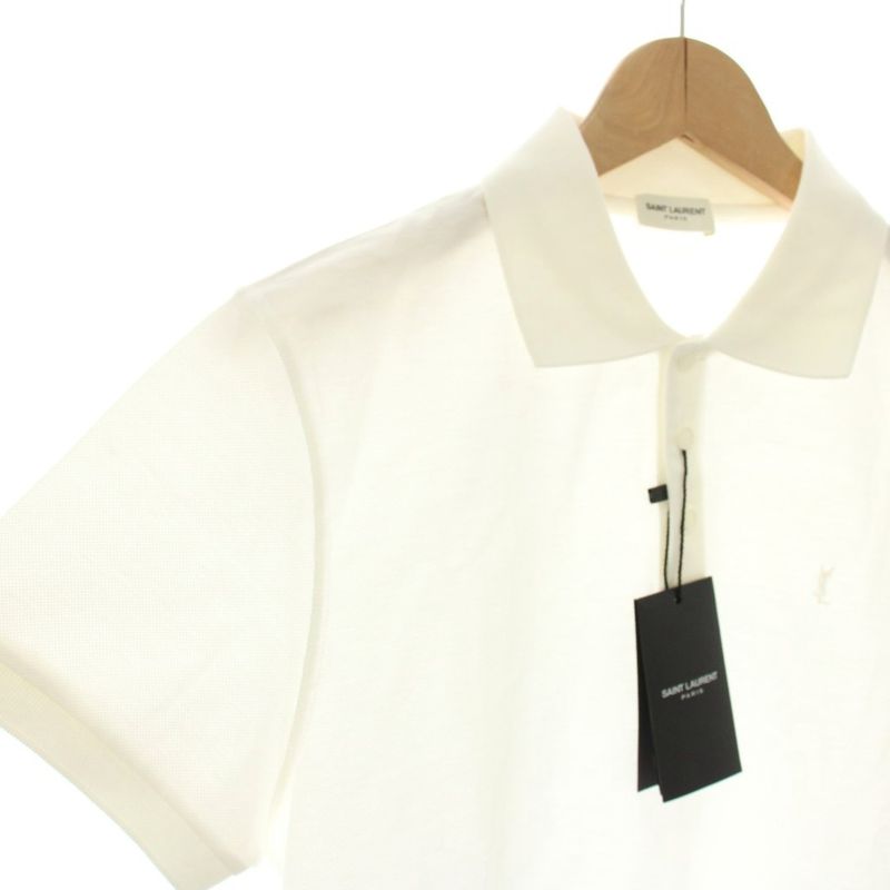 Saint Laurent Paris Polo Shirt Short Sleeves Cassandra Embroidery M White
