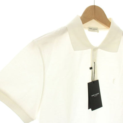 Saint Laurent Paris Polo Shirt Short Sleeves Cassandra Embroidery M White