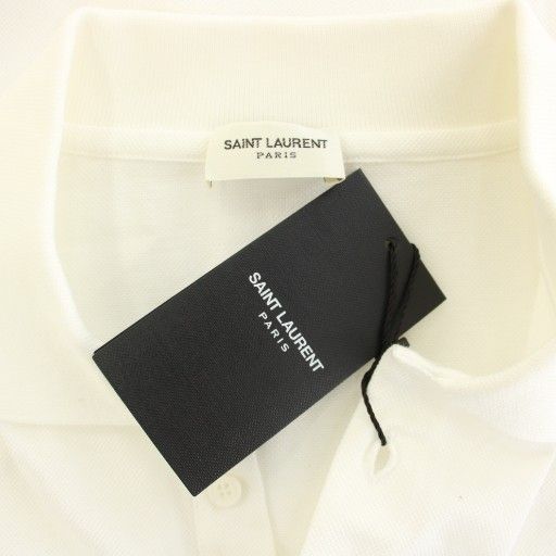 Saint Laurent Paris Polo Shirt Short Sleeves Cassandra Embroidery M White