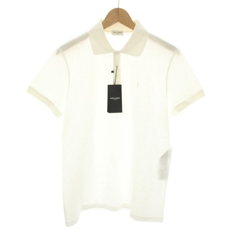 Saint Laurent Paris Polo Shirt Short Sleeves Cassandra Embroidery M White
