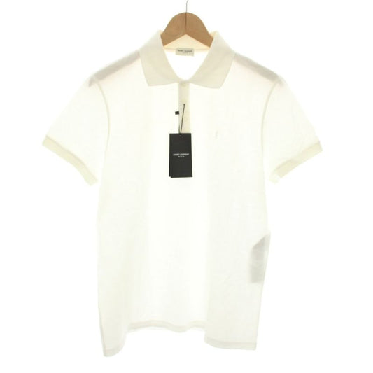 Saint Laurent Paris Polo Shirt Short Sleeves Cassandra Embroidery M White