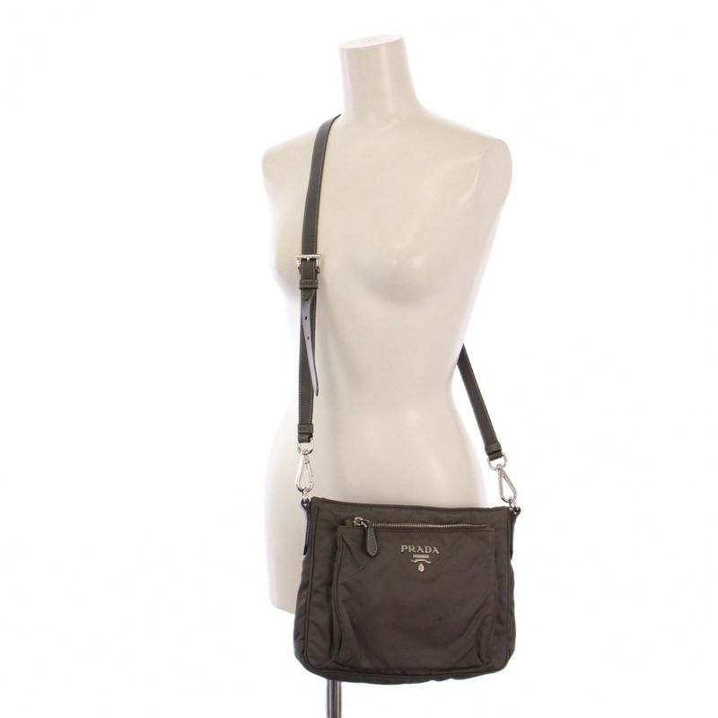 Prada Shoulder Bag Nylon Gray Bm-oh