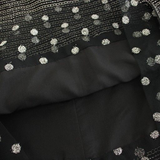 Chanel 03A Skirt Knee-length Trapeze Tweed Tulle Coco Mark Striped Dotted Hemp