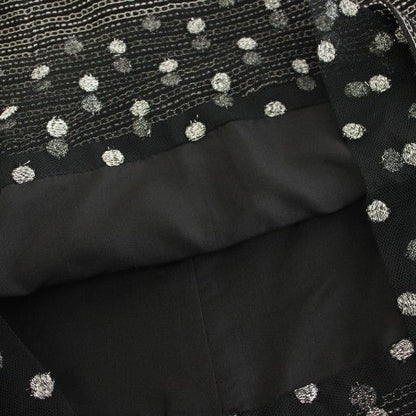 Chanel 03A Skirt Knee-length Trapeze Tweed Tulle Coco Mark Striped Dotted Hemp