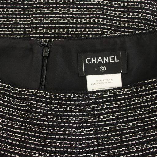 Chanel 03A Skirt Knee-length Trapeze Tweed Tulle Coco Mark Striped Dotted Hemp