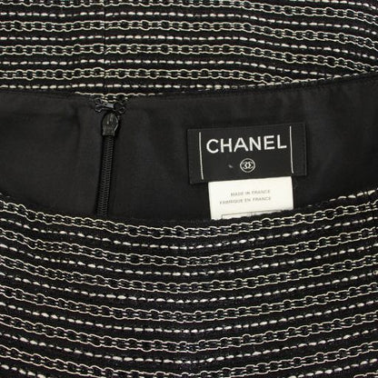 Chanel 03A Skirt Knee-length Trapeze Tweed Tulle Coco Mark Striped Dotted Hemp