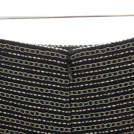 Chanel 03A Skirt Knee-length Trapeze Tweed Tulle Coco Mark Striped Dotted Hemp