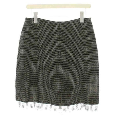 Chanel 03A Skirt Knee-length Trapeze Tweed Tulle Coco Mark Striped Dotted Hemp