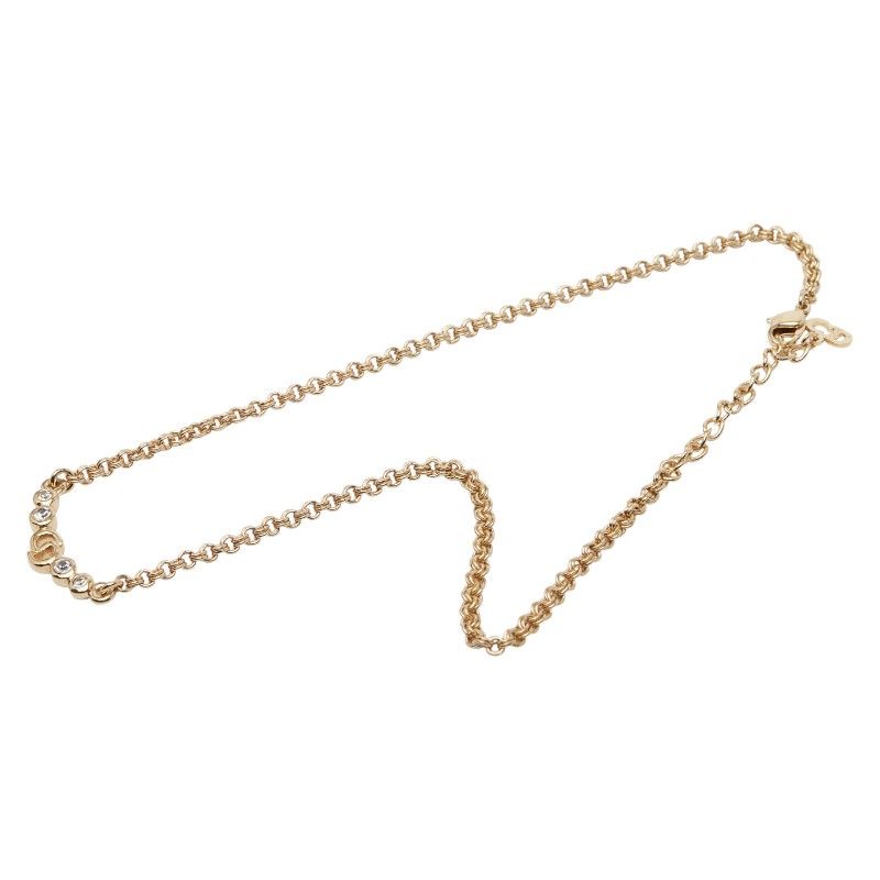 Dior CD Logo Rhinestone Gold Plated Ladies Dior