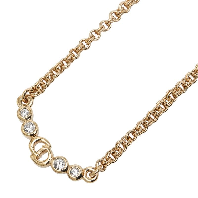 Dior CD Logo Rhinestone Gold Plated Ladies Dior
