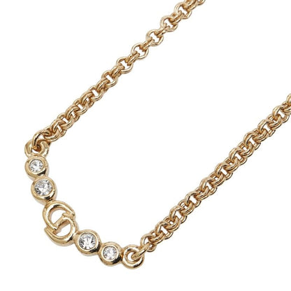 Dior CD Logo Rhinestone Gold Plated Ladies Dior