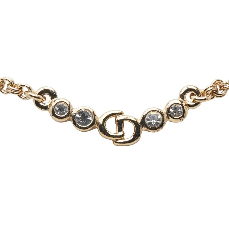 Dior CD Logo Rhinestone Gold Plated Ladies Dior