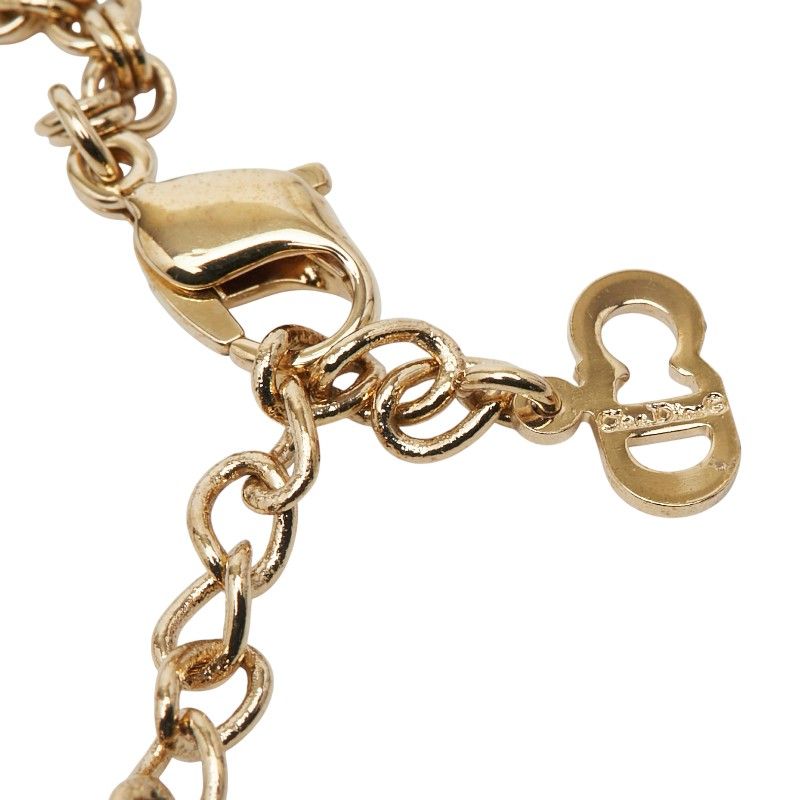 Dior CD Logo Rhinestone Gold Plated Ladies Dior