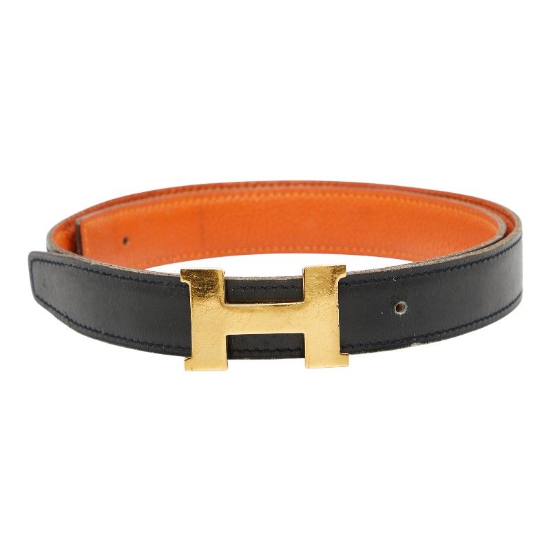 Hermes Constance H Belt Reversible Belt Size: 75 Black Brown Box Calf Togo