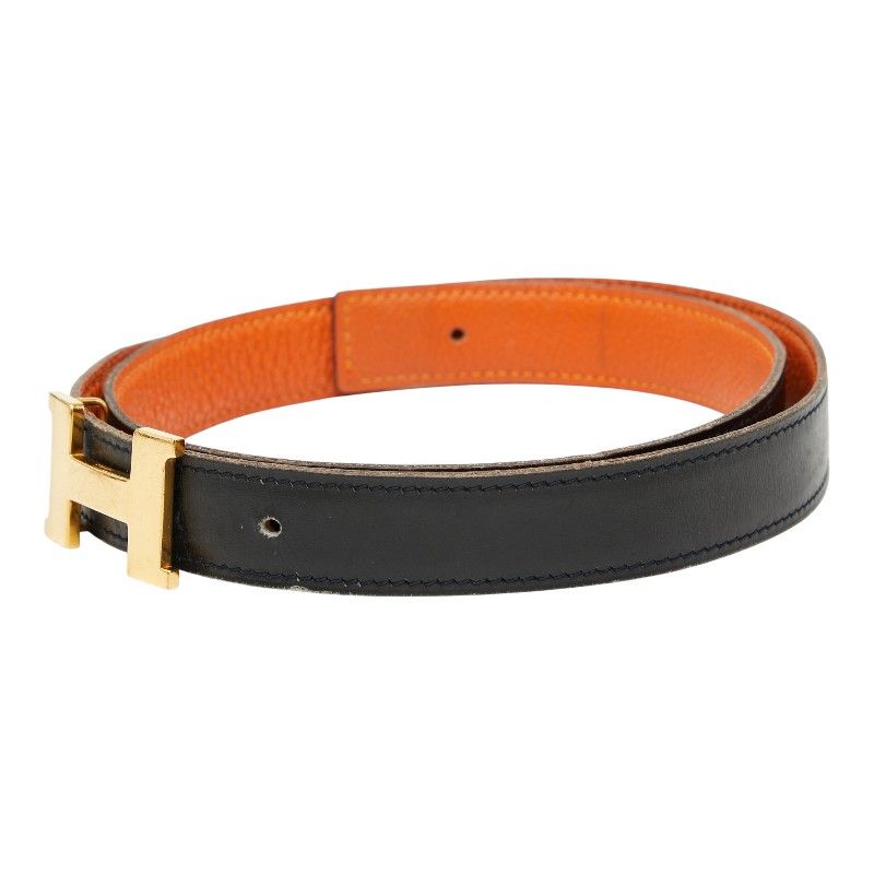 Hermes Constance H Belt Reversible Belt Size: 75 Black Brown Box Calf Togo