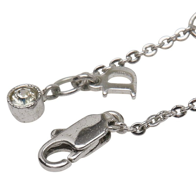 Dior Ribbon Motif Rhinestone Silver Metal Women's Dior