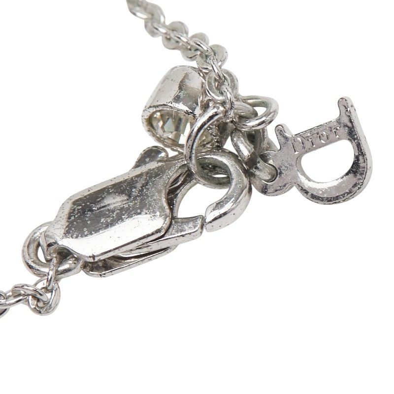 Dior Ribbon Motif Rhinestone Silver Metal Women's Dior