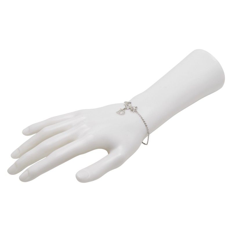 Dior Ribbon Motif Rhinestone Silver Metal Women's Dior