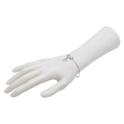 Dior Ribbon Motif Rhinestone Silver Metal Women's Dior