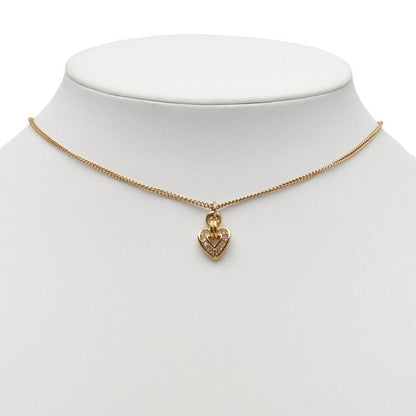 Dior Heart Motif Rhinestone Gold Plated Women's Dior
