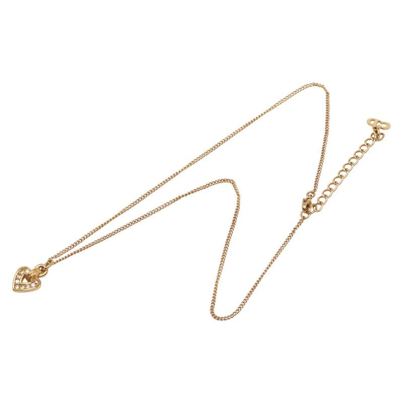Dior Heart Motif Rhinestone Gold Plated Women's Dior