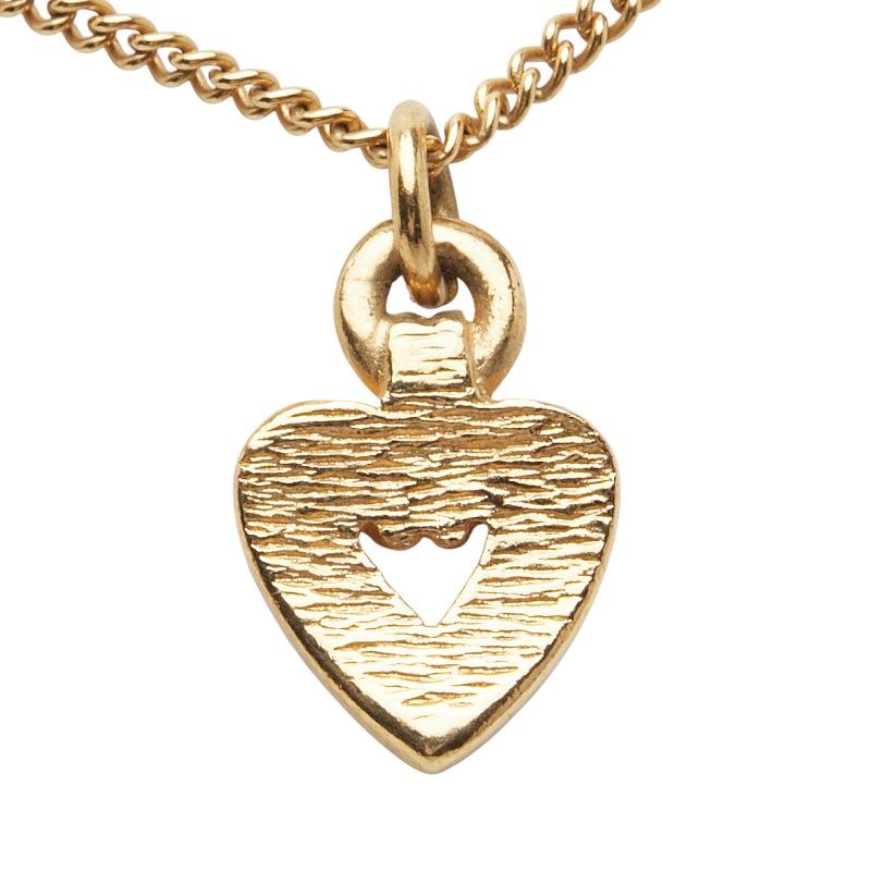 Dior Heart Motif Rhinestone Gold Plated Women's Dior
