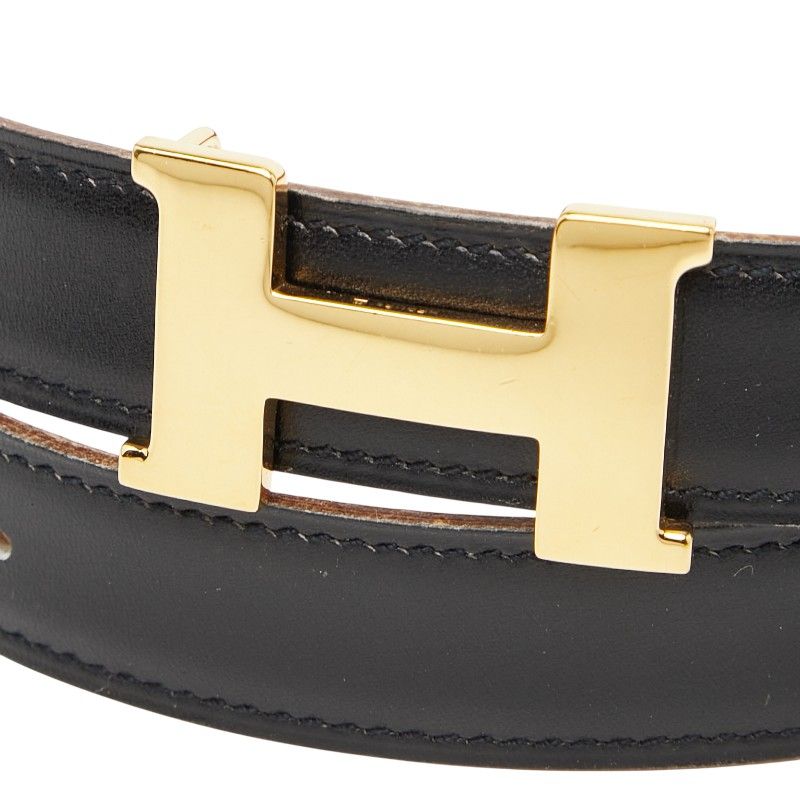 Hermes Constance H Belt Reversible Belt Size: 60 Black Brown Box Calf Courchevel