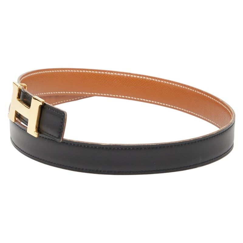 Hermes Constance H Belt Reversible Belt Size: 60 Black Brown Box Calf Courchevel