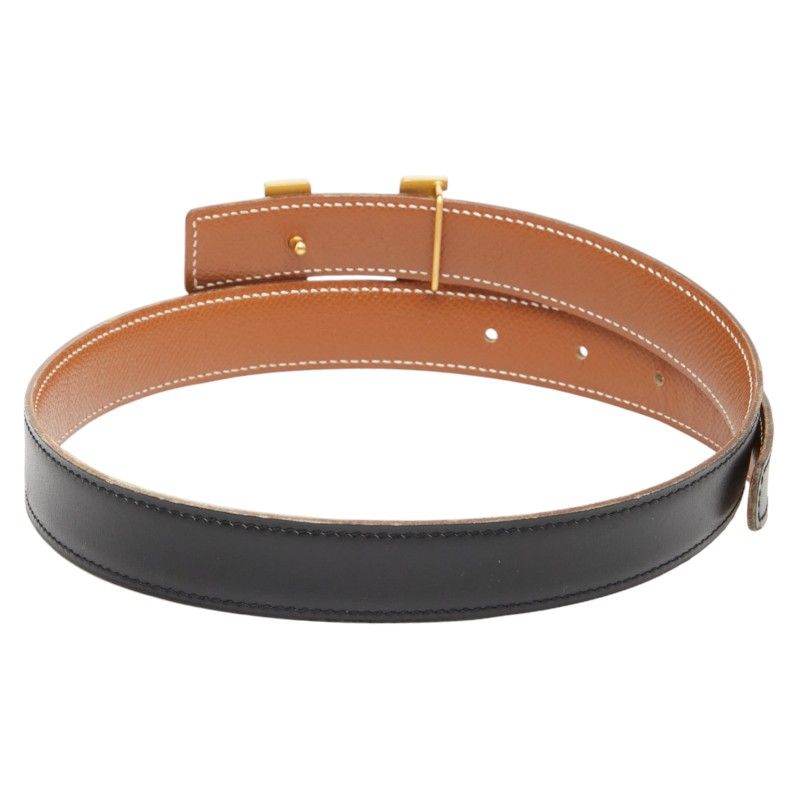 Hermes Constance H Belt Reversible Belt Size: 60 Black Brown Box Calf Courchevel