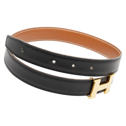 Hermes Constance H Belt Reversible Belt Size: 60 Black Brown Box Calf Courchevel