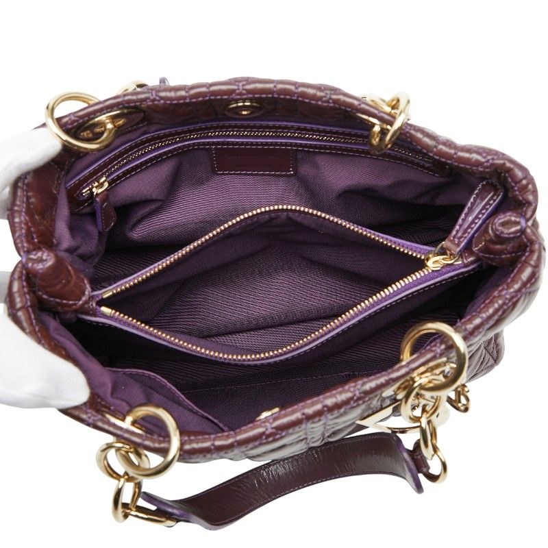 Christian Dior Cannage Lady Dior Purple Patent Leather Women Christian Dior