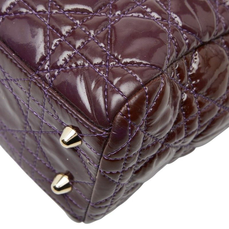 Christian Dior Cannage Lady Dior Purple Patent Leather Women Christian Dior