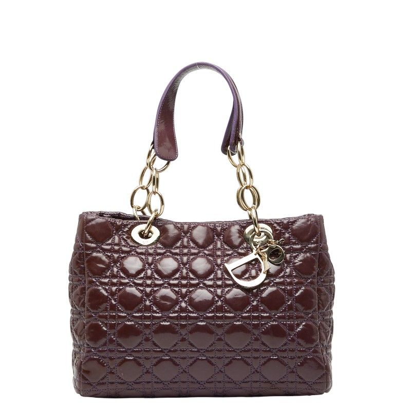 Christian Dior Cannage Lady Dior Purple Patent Leather Women Christian Dior