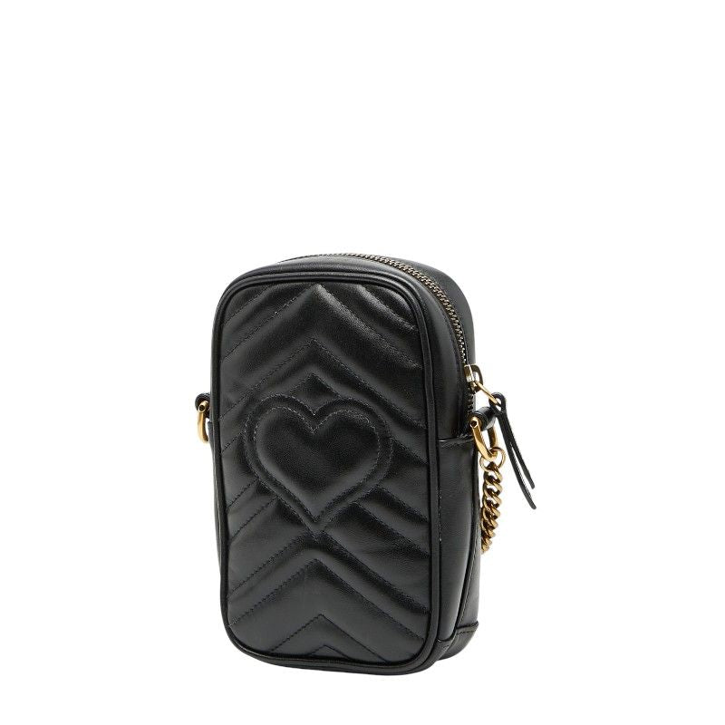 Gucci GG Marmont Chain Mini Shoulder Bag 598597 Black Leather Women's Gucci