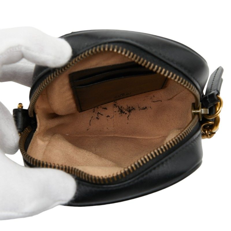 Gucci GG Marmont Chain Mini Shoulder Bag 598597 Black Leather Women's Gucci