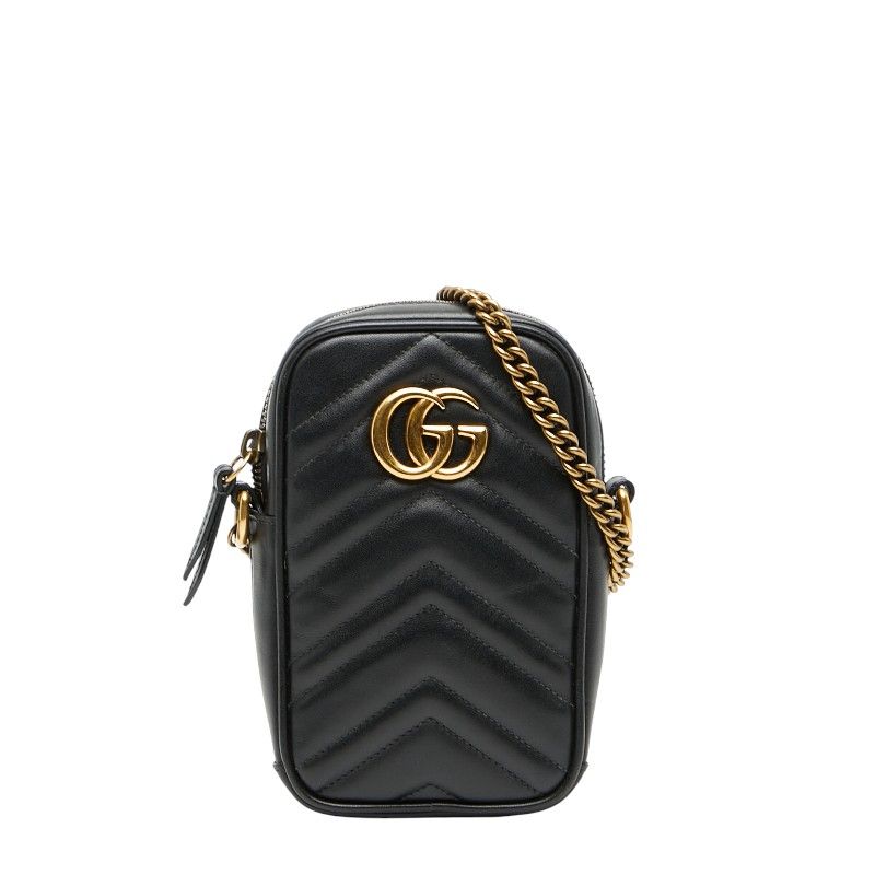 Gucci GG Marmont Chain Mini Shoulder Bag 598597 Black Leather Women's Gucci