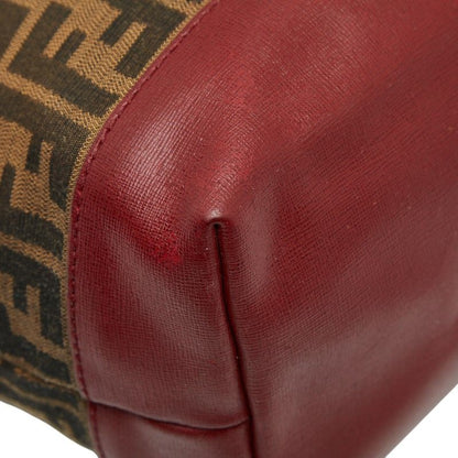 Fendi Zucca Handbag Tote Bag 8bh185 Brown Red Canvas Leather Women's Fendi
