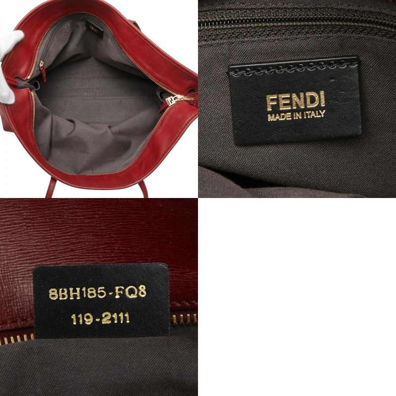 Fendi Zucca Handbag Tote Bag 8bh185 Brown Red Canvas Leather Women's Fendi