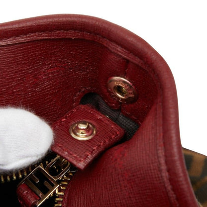 Fendi Zucca Handbag Tote Bag 8bh185 Brown Red Canvas Leather Women's Fendi