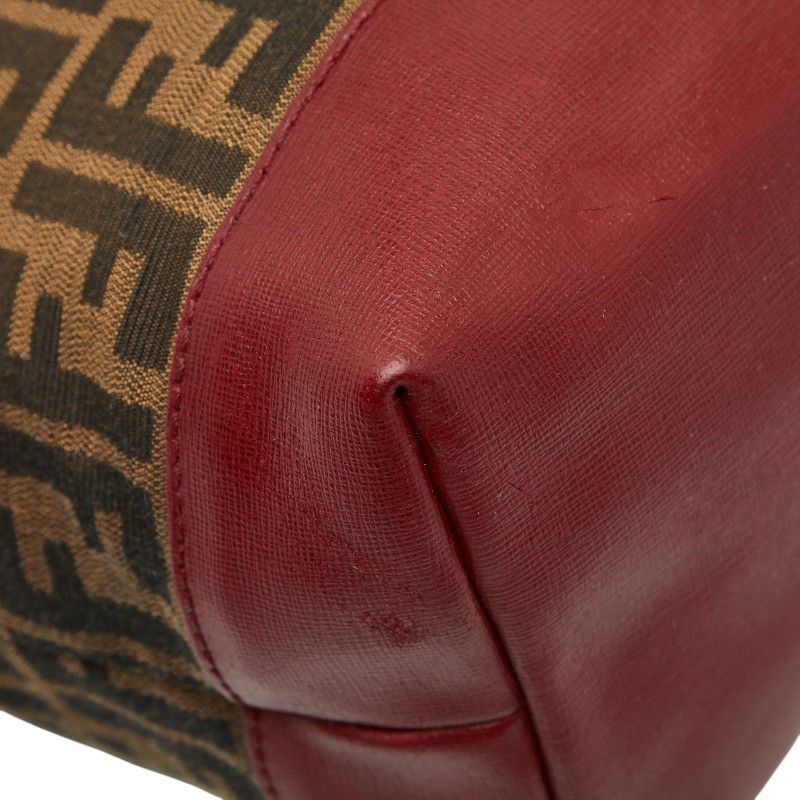 Fendi Zucca Handbag Tote Bag 8bh185 Brown Red Canvas Leather Women's Fendi