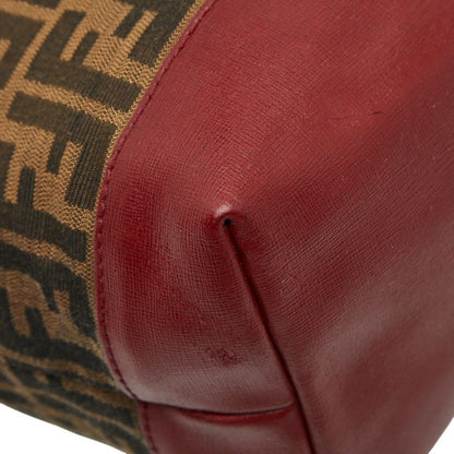 Fendi Zucca Handbag Tote Bag 8bh185 Brown Red Canvas Leather Women's Fendi