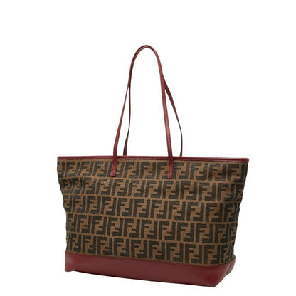 Fendi Zucca Handbag Tote Bag 8bh185 Brown Red Canvas Leather Women's Fendi