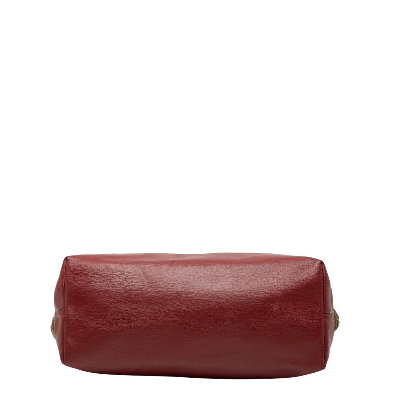 Fendi Zucca Handbag Tote Bag 8bh185 Brown Red Canvas Leather Women's Fendi