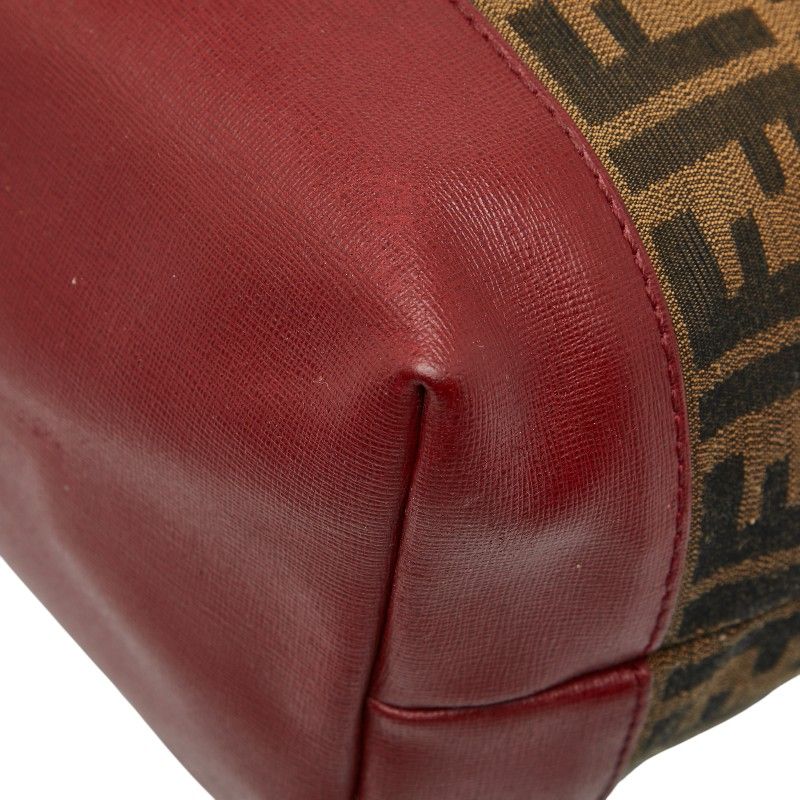 Fendi Zucca Handbag Tote Bag 8bh185 Brown Red Canvas Leather Women's Fendi