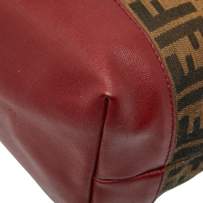 Fendi Zucca Handbag Tote Bag 8bh185 Brown Red Canvas Leather Women's Fendi