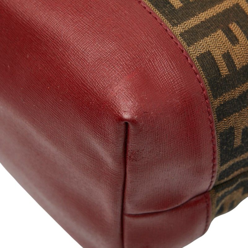 Fendi Zucca Handbag Tote Bag 8bh185 Brown Red Canvas Leather Women's Fendi