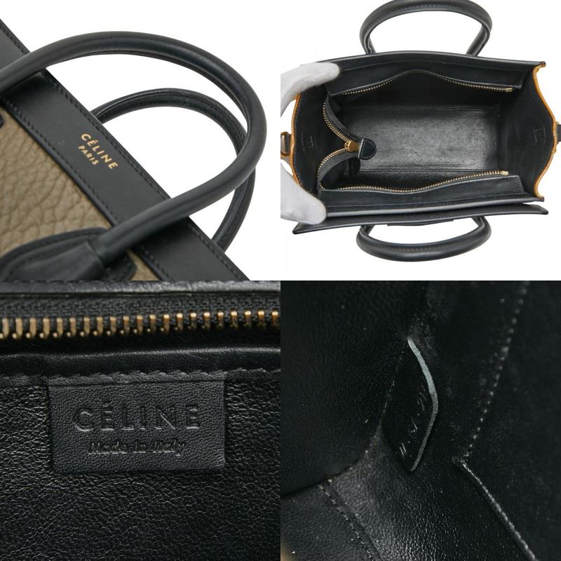 Celine Luggage Nano Shopper Tricolor Handbag Shoulder Bag 2WAY Beige Multicolor